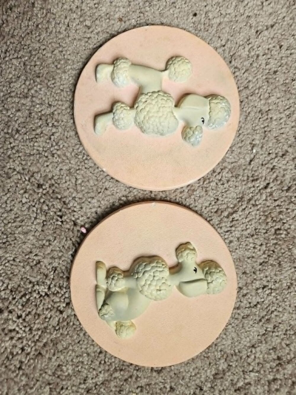 VINTAGE Mid-Century Modern 1950 Miller Studio Poodle Chalkware Kitsch Pink Cream